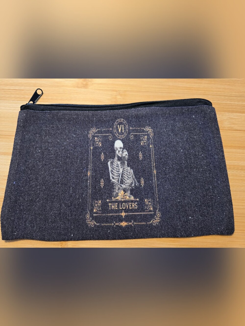 ❤️🖤The Lovers Tarot Card Skeleton Pouch Makeup Bag Gothic Halloween Canvas NWOT